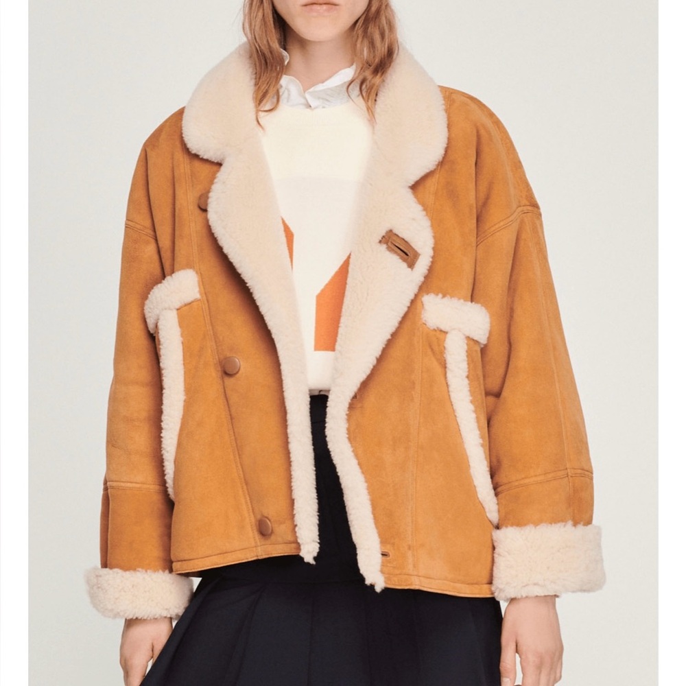 Sandro Short sheepskin coat